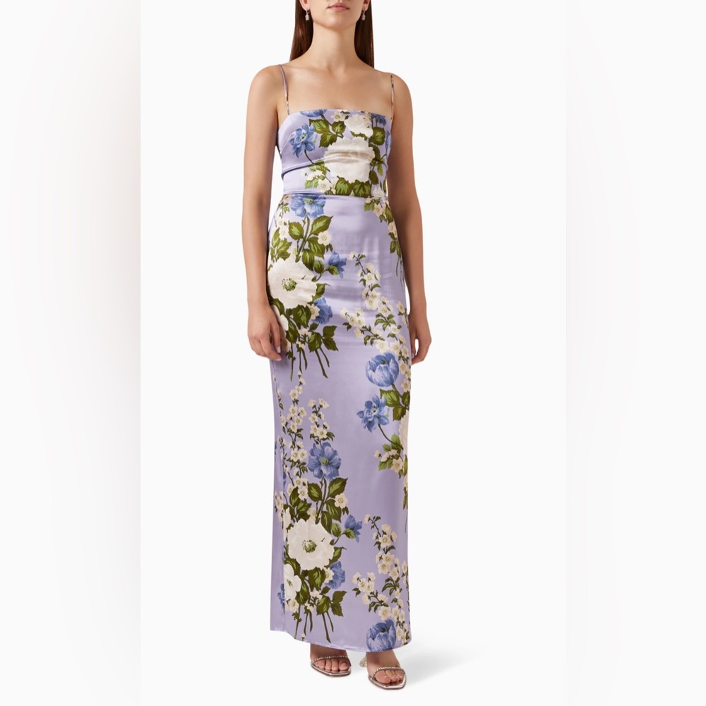 Reformation Frankie Silk Dress - Purple Floral NWOT